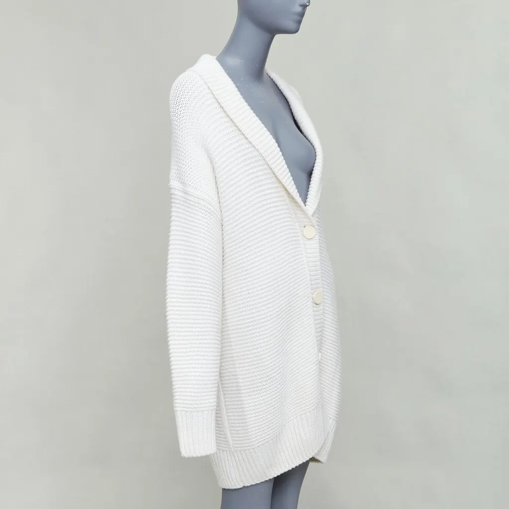 Hermès Leather Button Cardigan Beige Cashmere Very good - Inside View
