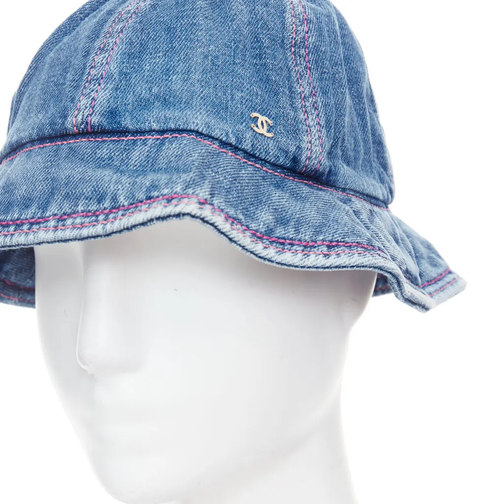 Chanel Blue Denim Bucket Hat Blue Very good - Back View