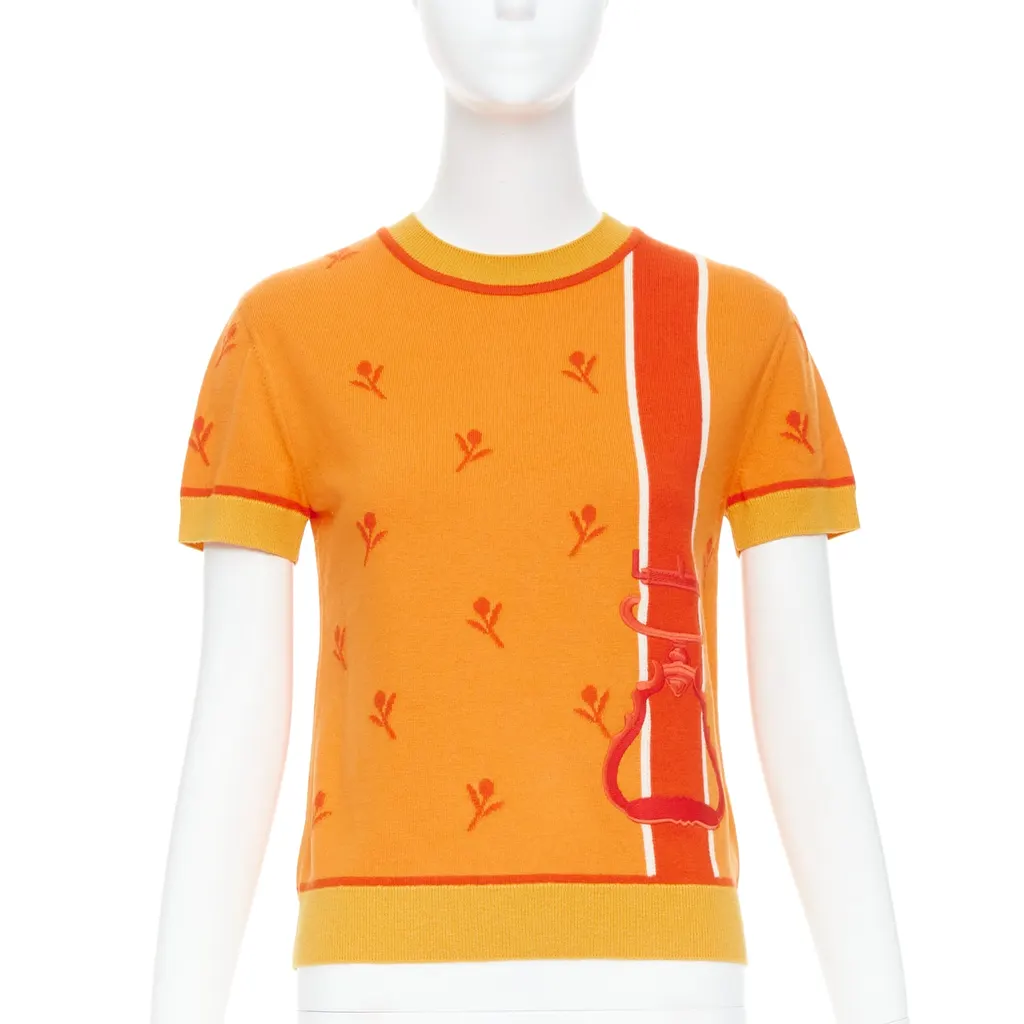 Hermès Etriers Orange Polyester Never worn - Front View