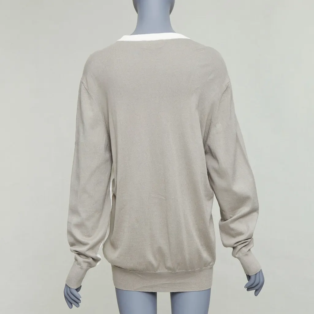 Hermès Colorblocked Crew Beige Cotton Very good - Back View