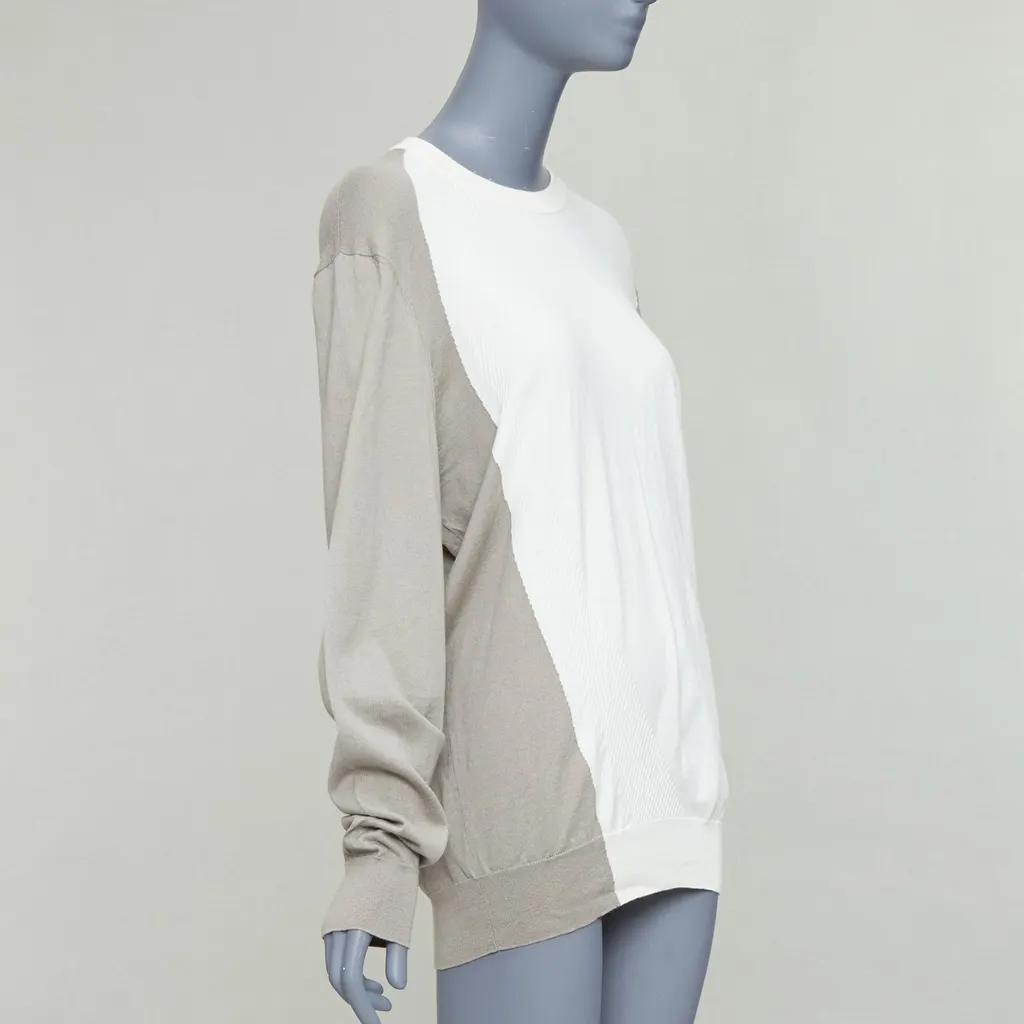 Hermès Colorblocked Crew Beige Cotton Very good - Inside View