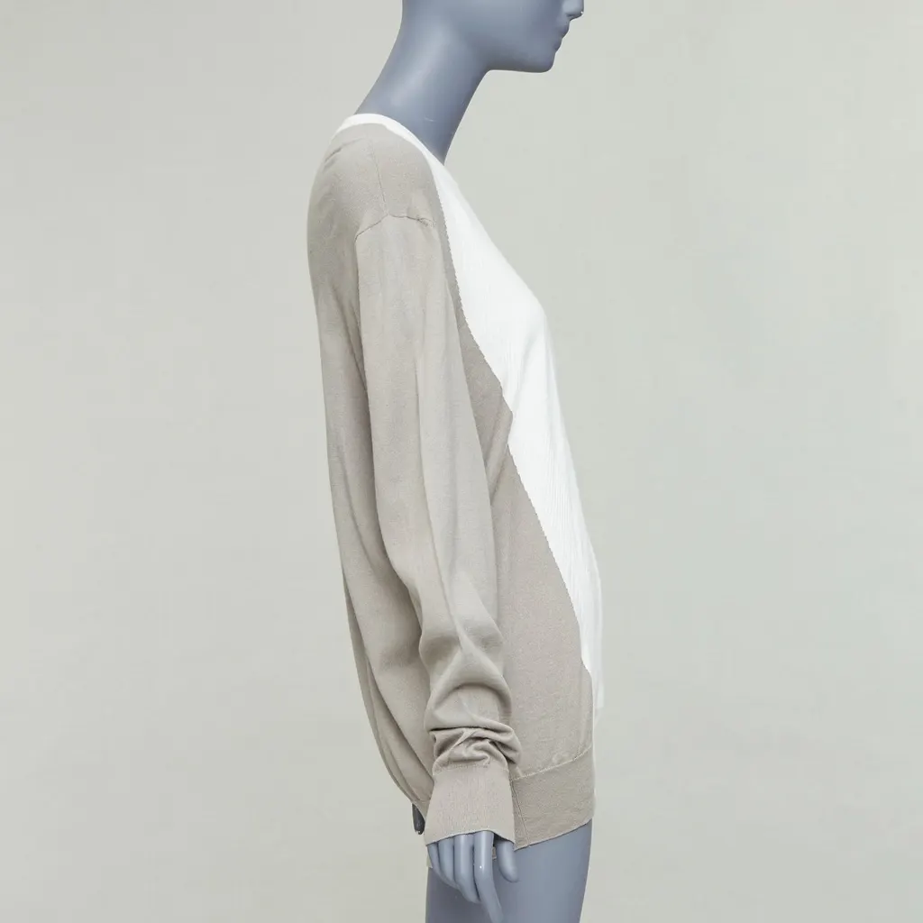 Hermès Colorblocked Crew Beige Cotton Very good - Model View