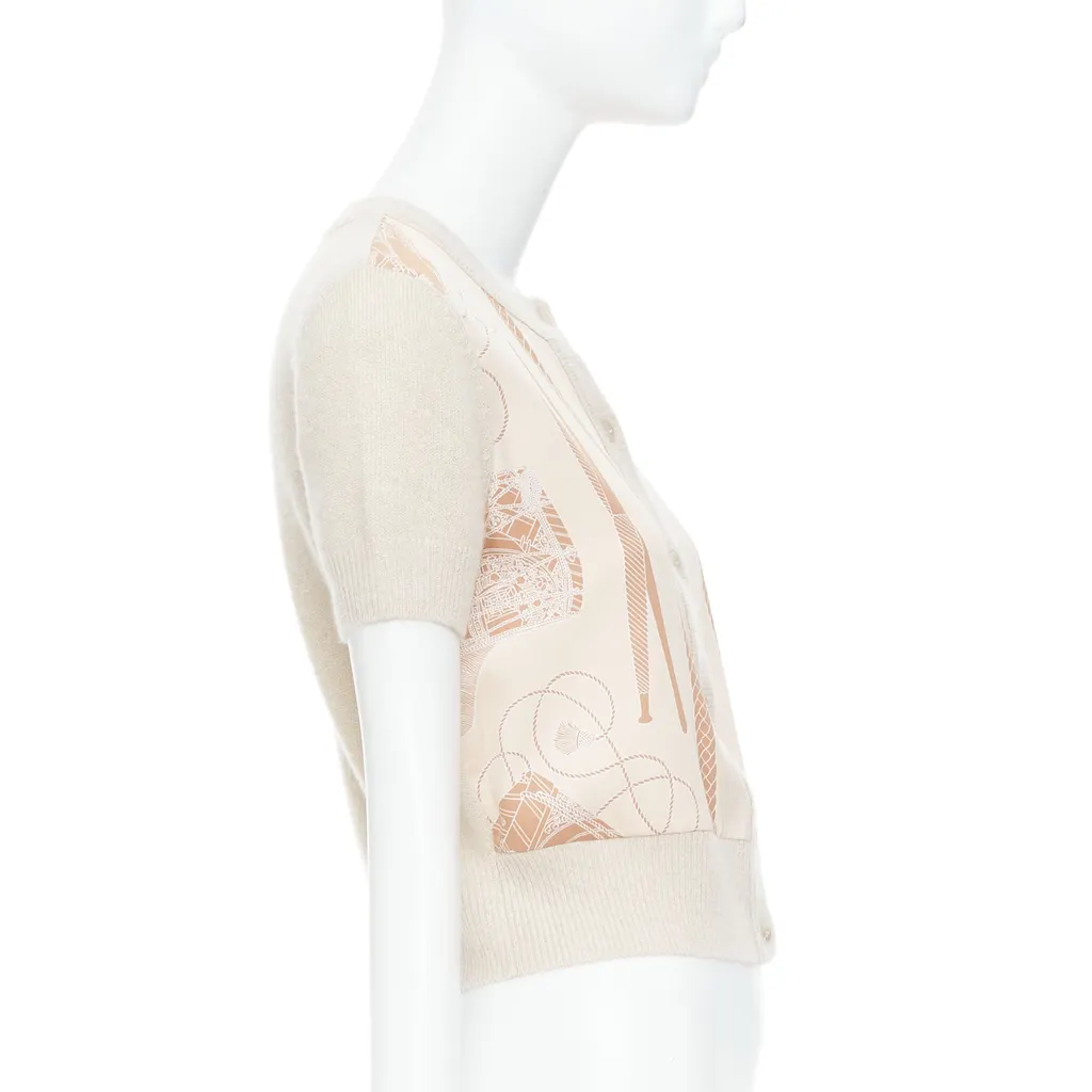 Hermès Graphic Silk Cardigan Beige Cashmere Never worn - Box View