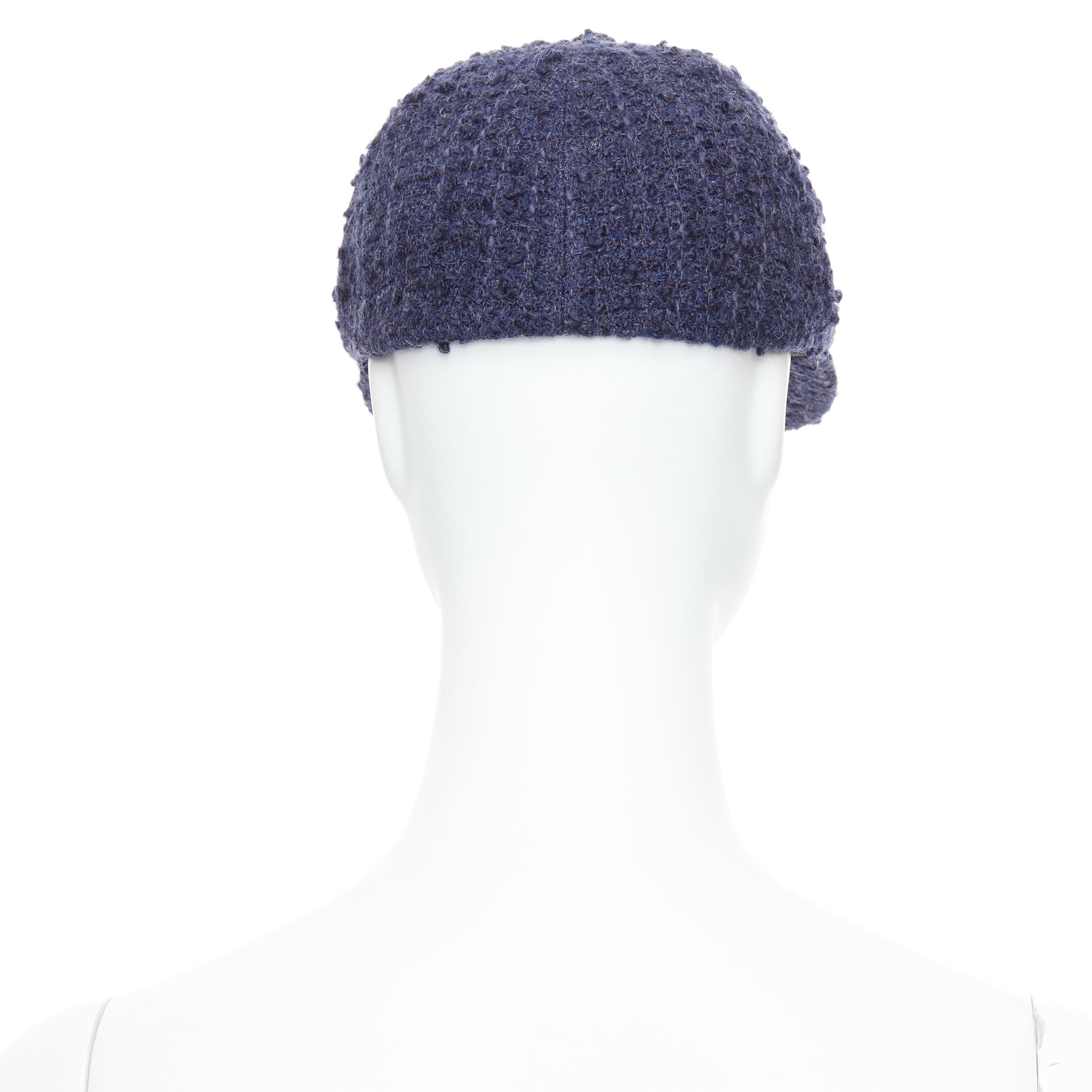 Chanel Navy Tweed Cap - Side view