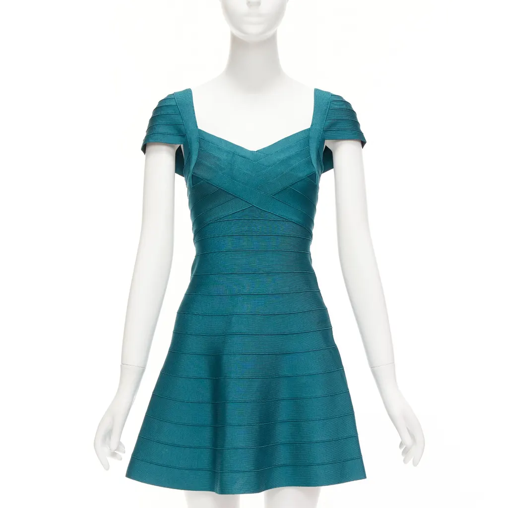 Herve Leger Sweetheart Bandage Dress Green Never worn - Front View