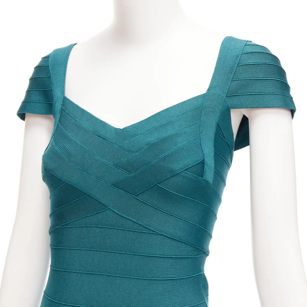 Herve Leger Sweetheart Bandage Dress Green Never worn - Back View