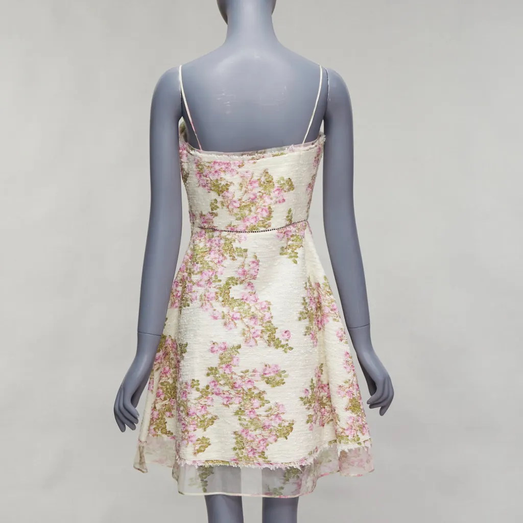 Giambattista Valli Floral Tweed Dress Beige Cotton Never worn - Box View