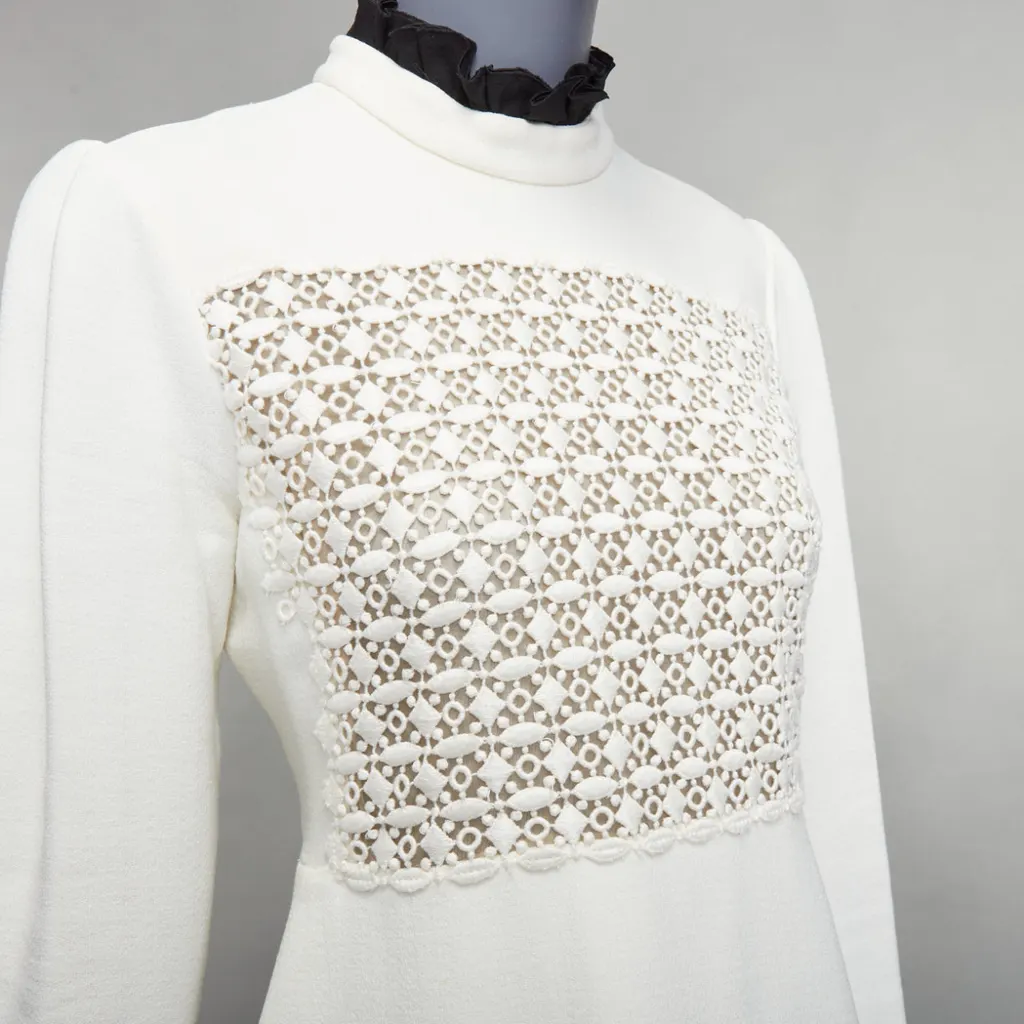 Giambattista Valli Ruffle Collar Dress Beige Cotton Fair - Back View