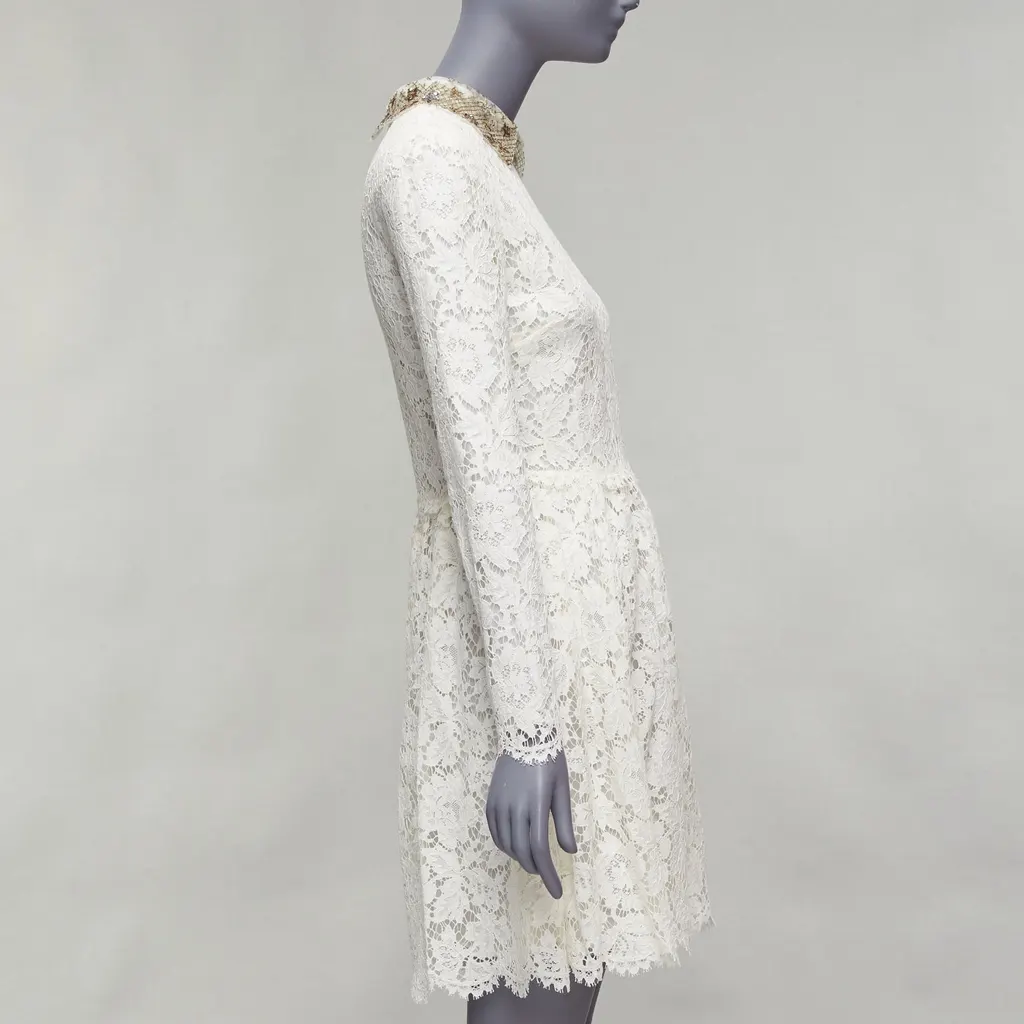 Valentino Sequin Bridal Dress Beige Cotton Never worn - Model View