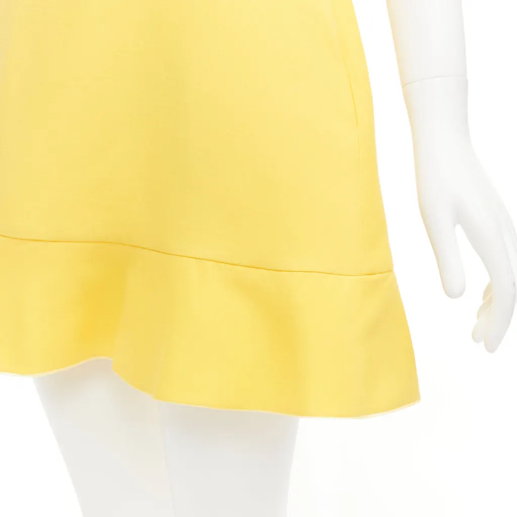 Valentino Ruffle Hem Dress Yellow Wool Never worn - Back View