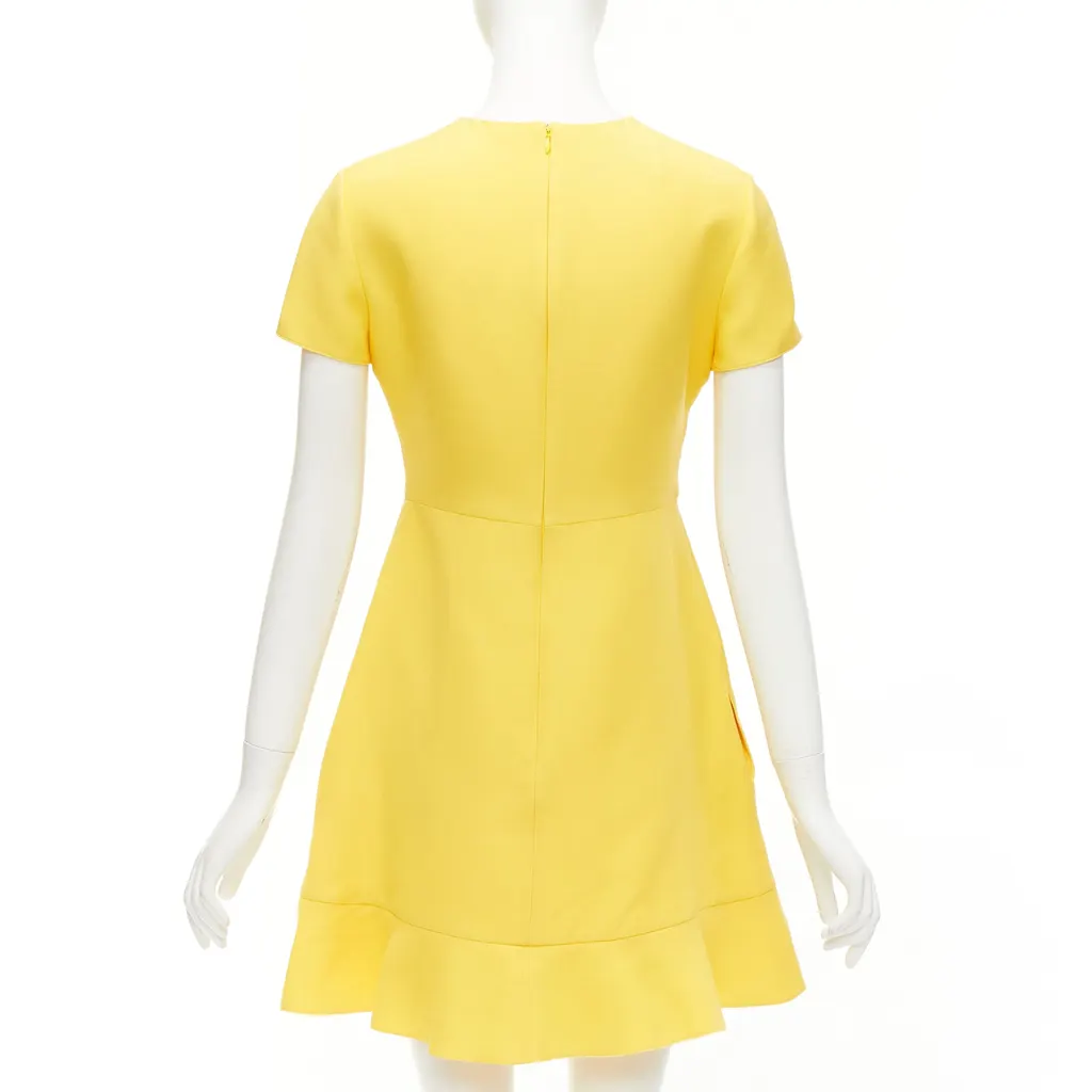 Valentino Ruffle Hem Dress Yellow Wool Never worn - Box View