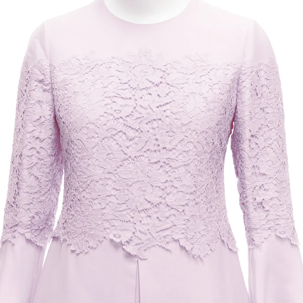 Valentino Crepe Lace Dress Pink Wool Very good - Back View
