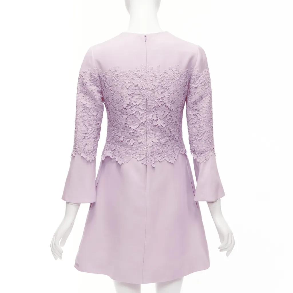 Valentino Crepe Lace Dress Pink Wool Very good - Box View