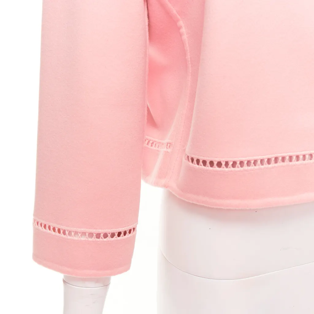 Ermanno Scervino Pink Eyelet Shell Jacket Pink Wool Very good - Back View