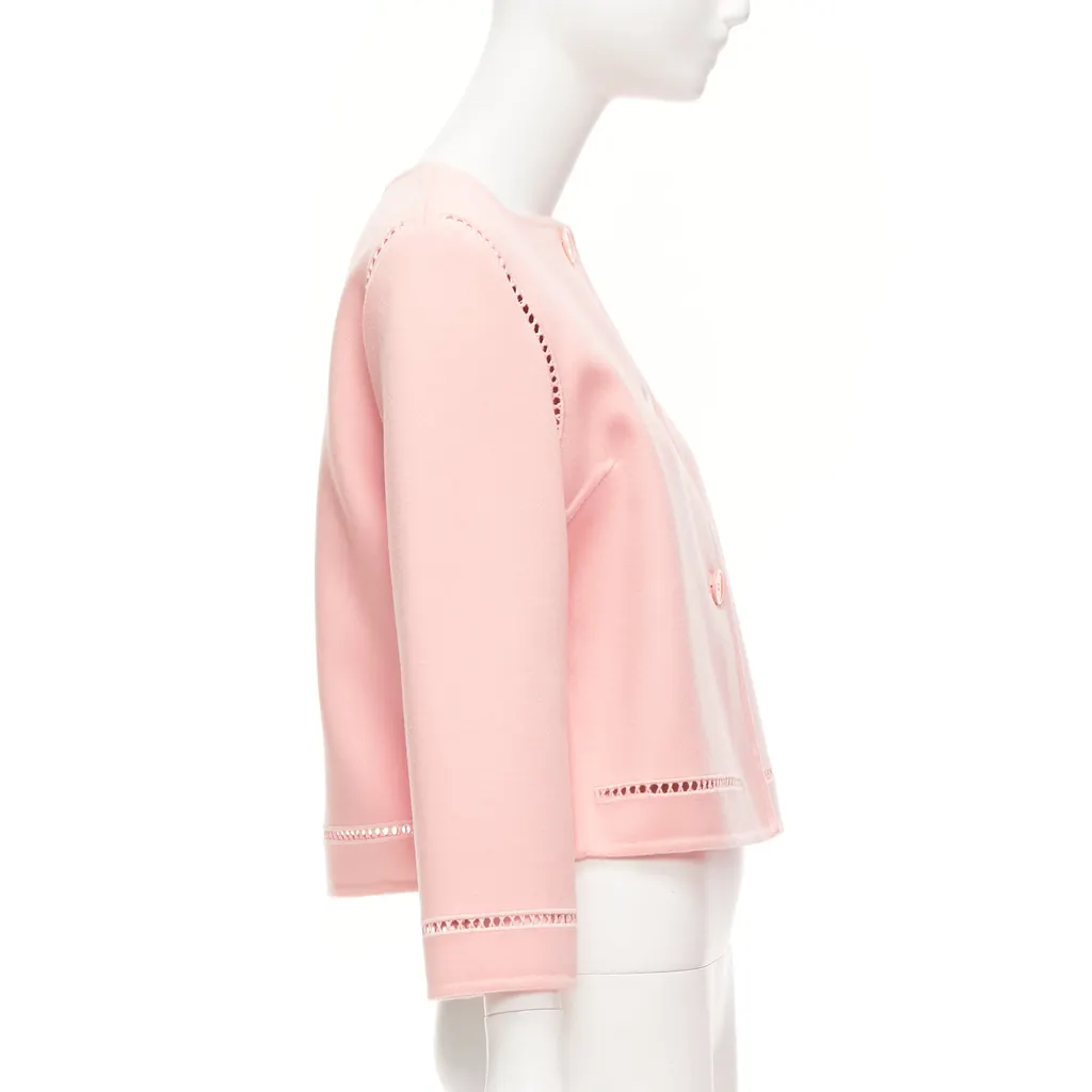 Ermanno Scervino Pink Eyelet Shell Jacket Pink Wool Very good - Model View