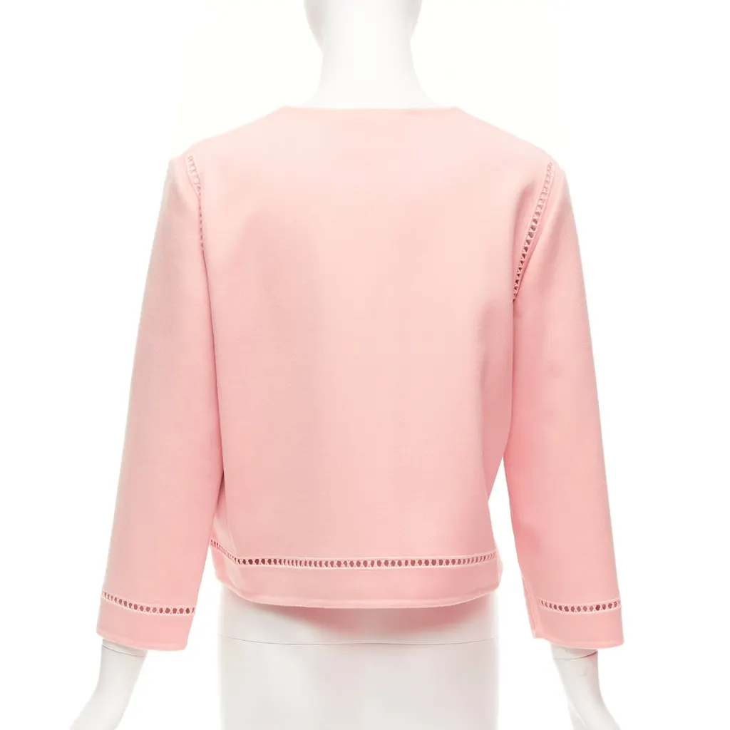 Ermanno Scervino Pink Eyelet Shell Jacket Pink Wool Very good - Box View