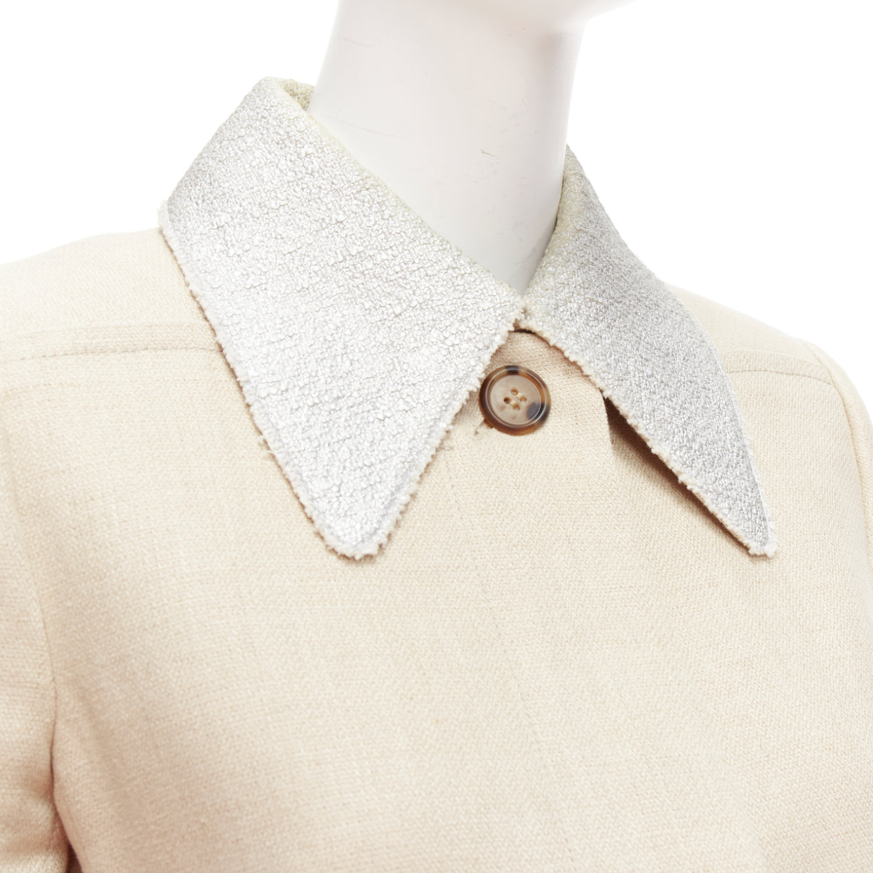 Carven Beige Tweed Boxy Jacket - Back view