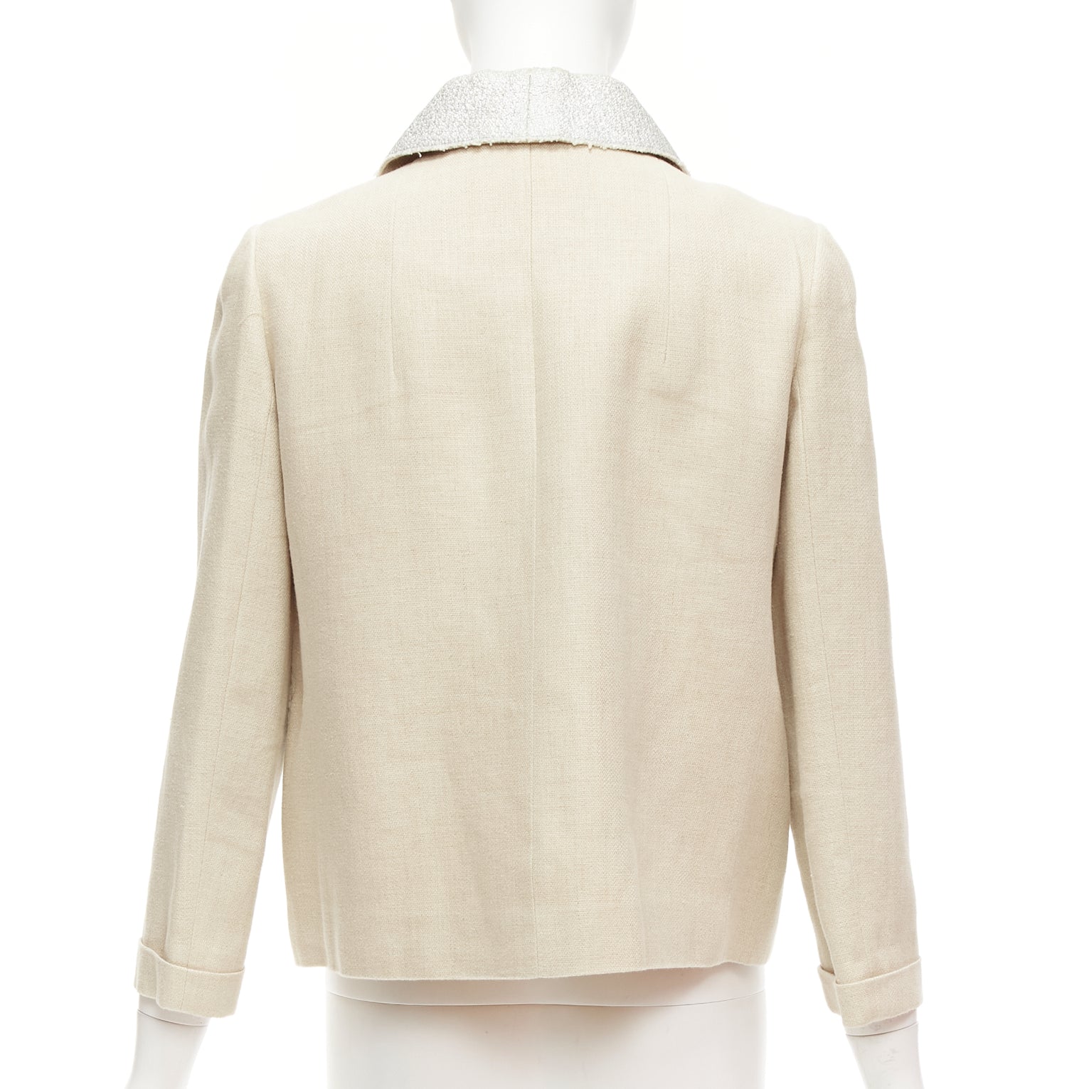 Carven Beige Tweed Boxy Jacket - Detail 1