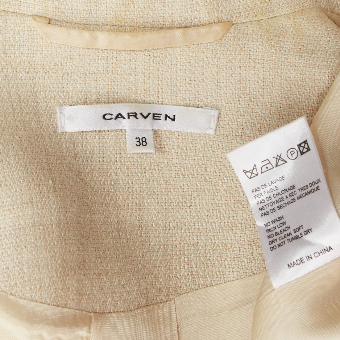 Carven Beige Tweed Boxy Jacket - Image 11