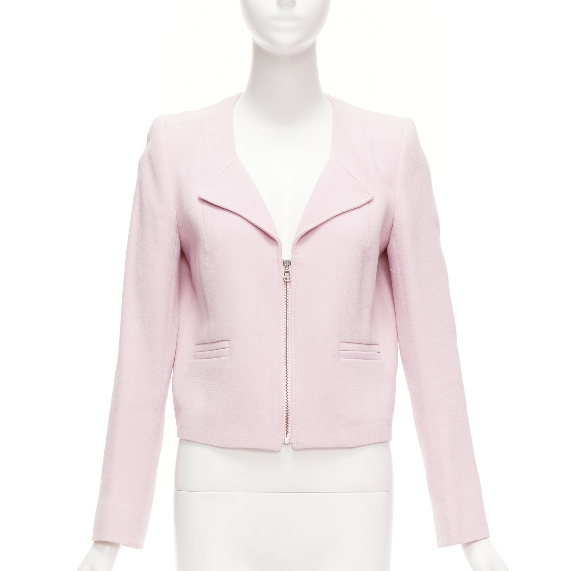 Carven Pink Cropped Wool Blazer