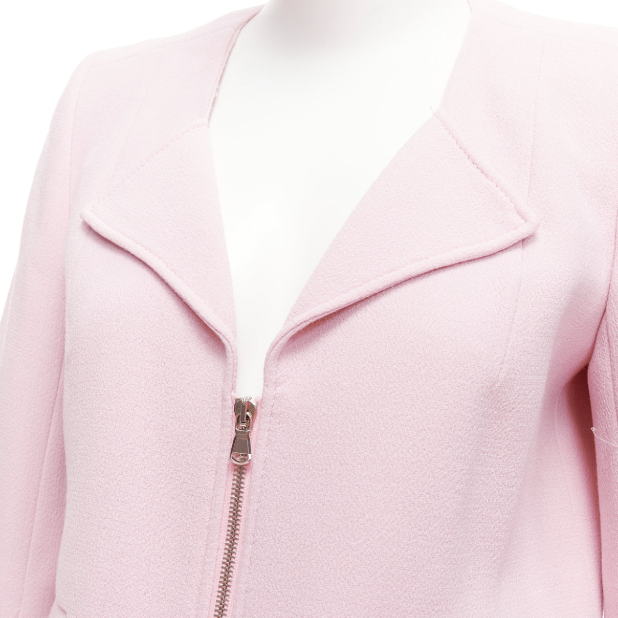 Carven Pink Cropped Wool Blazer - Back view
