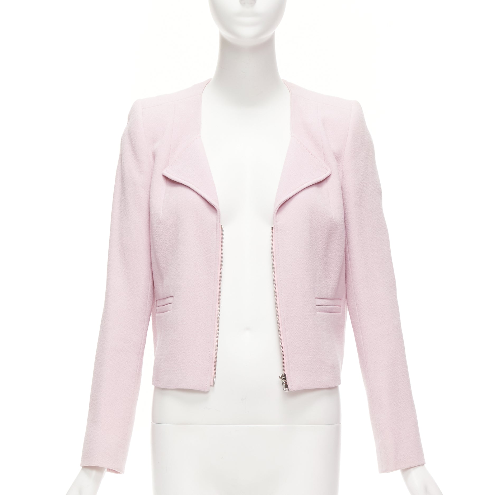 Carven Pink Cropped Wool Blazer - Image 6