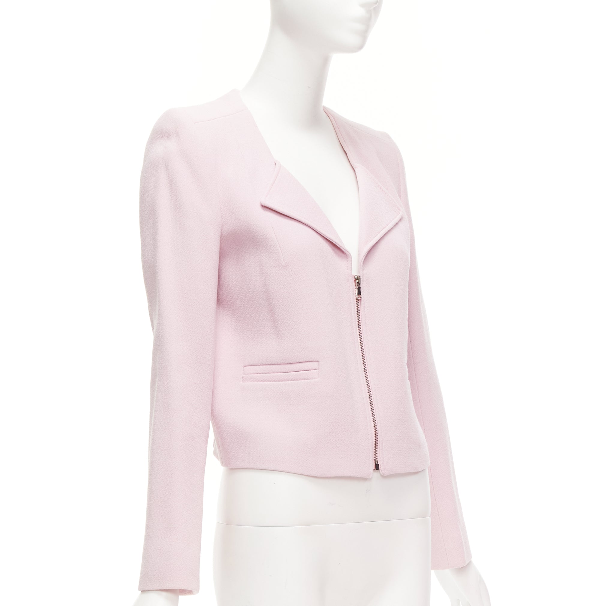 Carven Pink Cropped Wool Blazer - 4