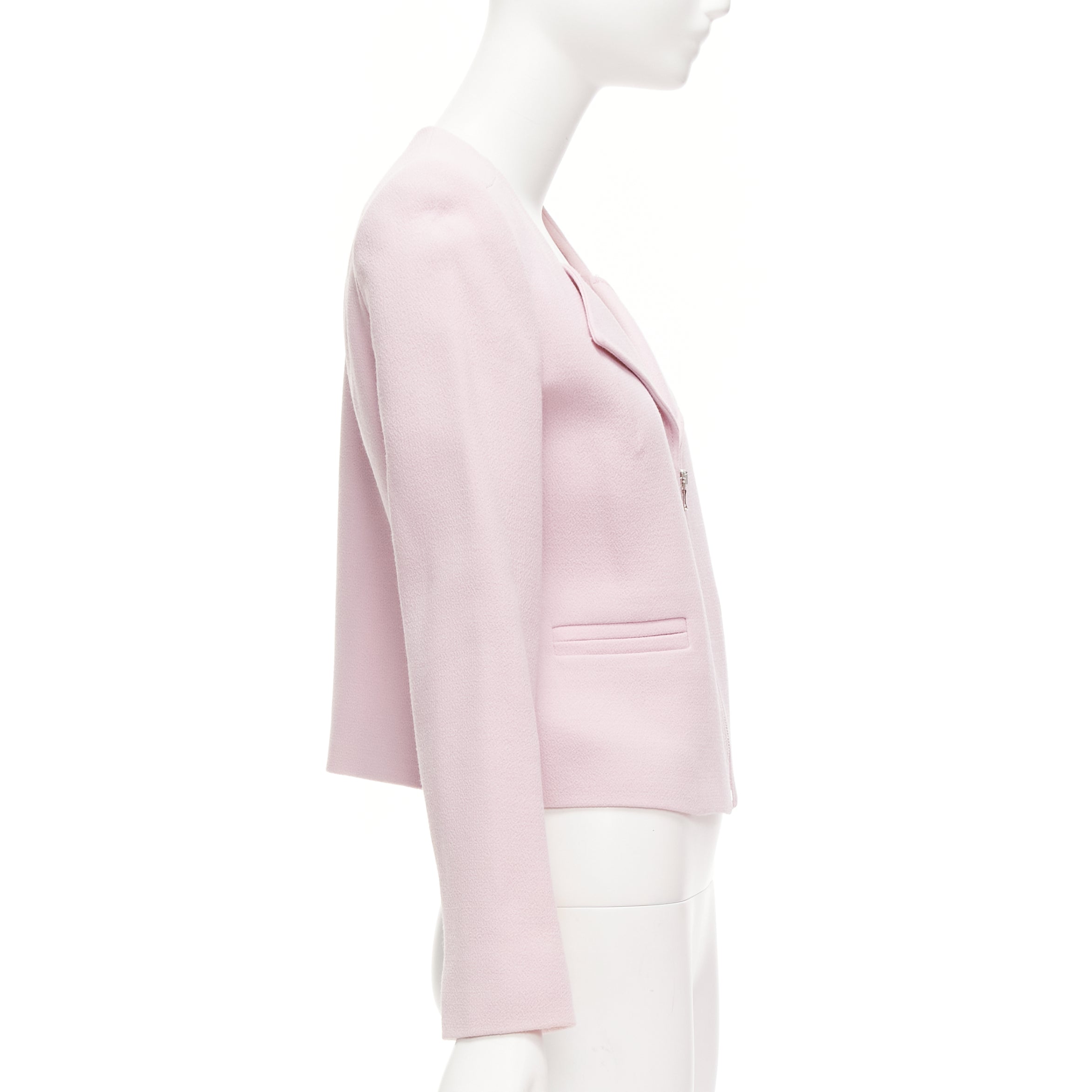 Carven Pink Cropped Wool Blazer - Side view