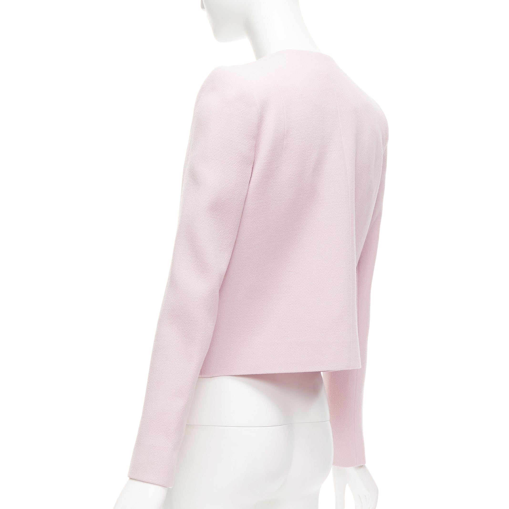 Carven Pink Cropped Wool Blazer - Detail 2