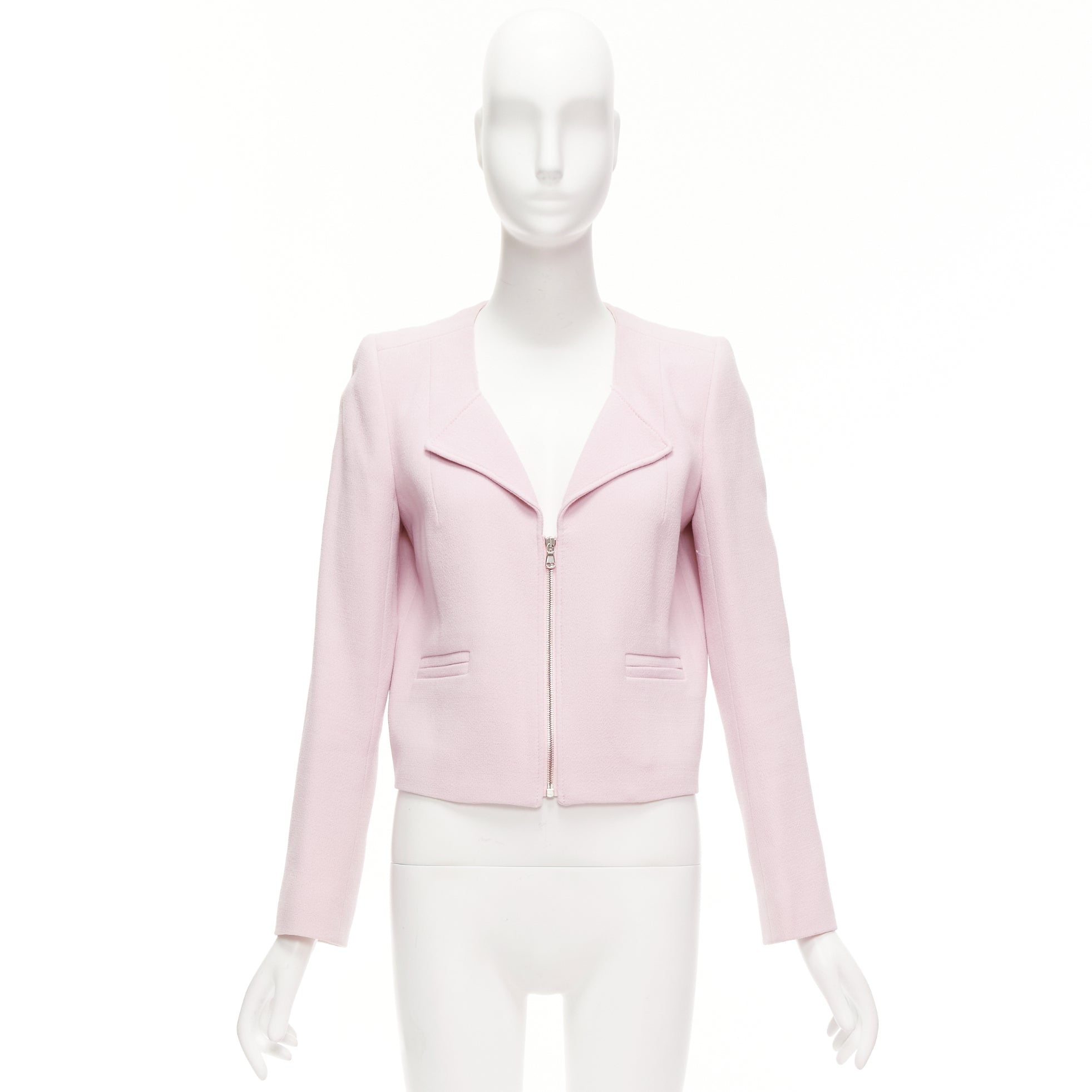 Carven Pink Cropped Wool Blazer - Image 12