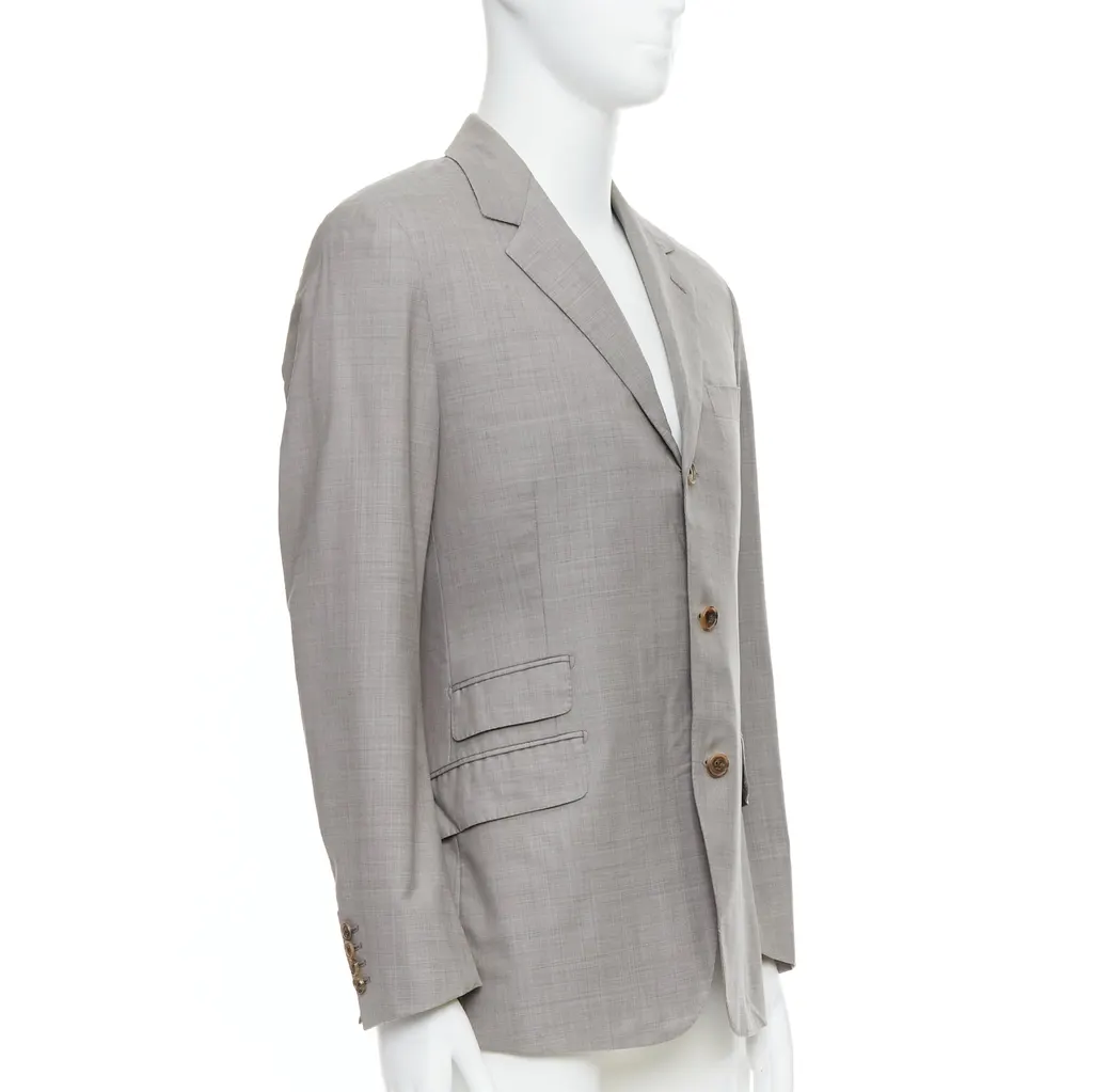 Hermès Wool Pocket Blazer Grey Wool Good - Inside View