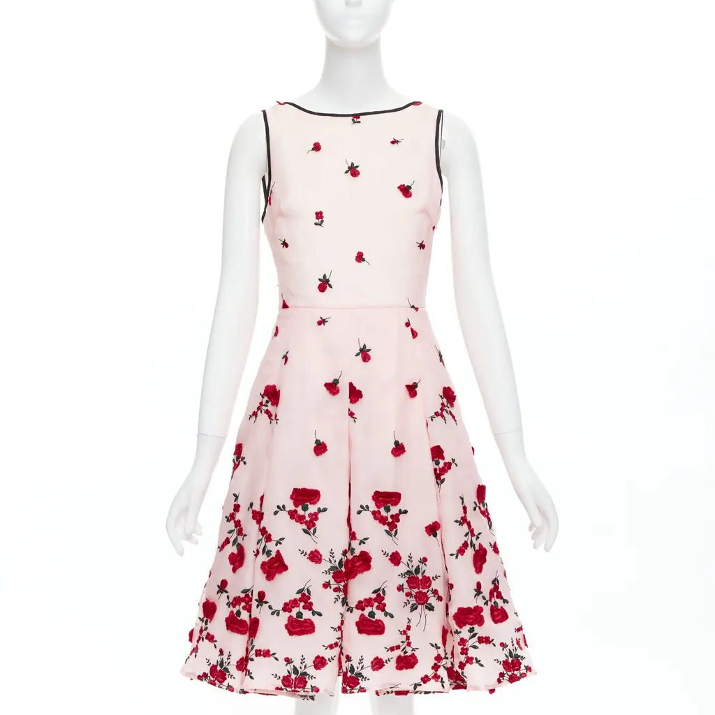 Oscar De La Renta Carnation Rose Dress Pink Silk Never worn - Front View