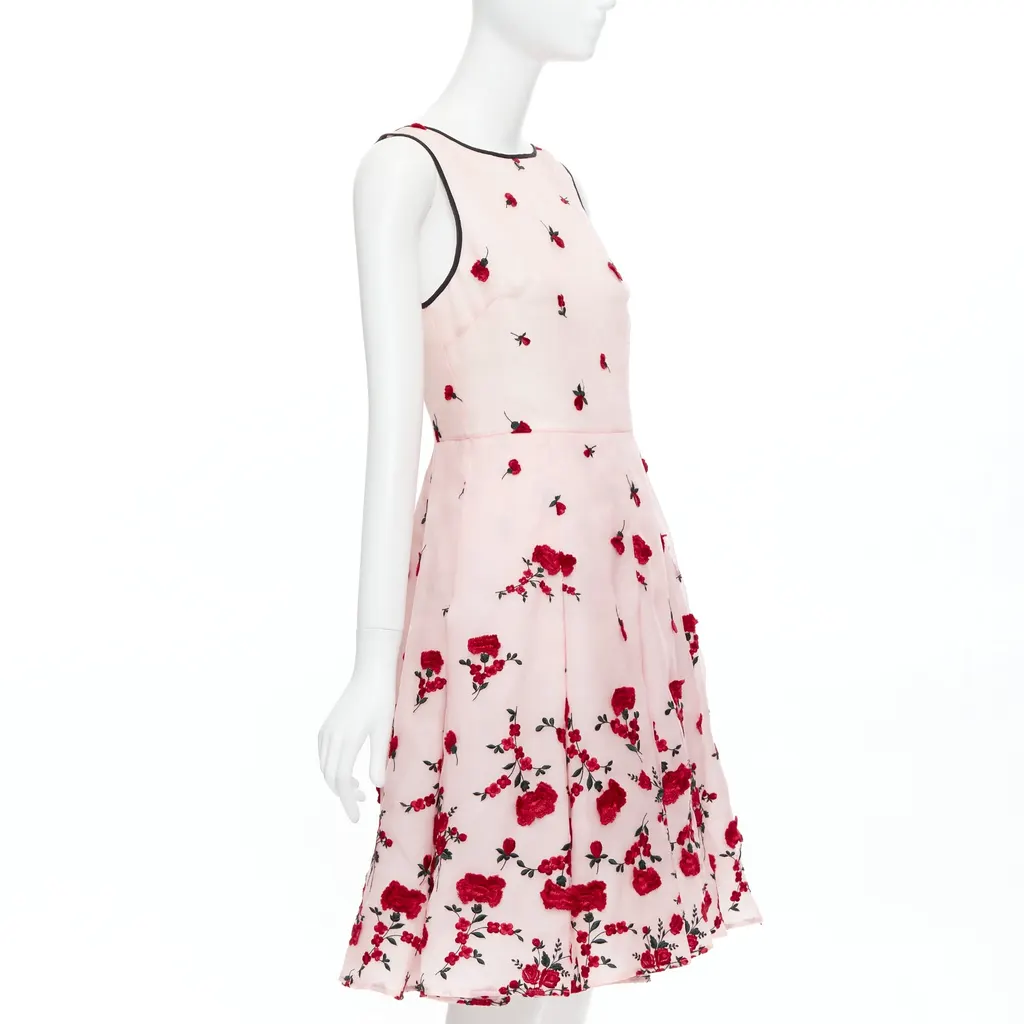 Oscar De La Renta Carnation Rose Dress Pink Silk Never worn - Inside View