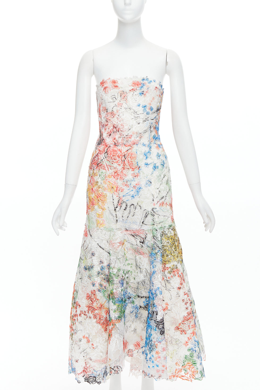 Monique Lhuillier Scribble Lace Dress