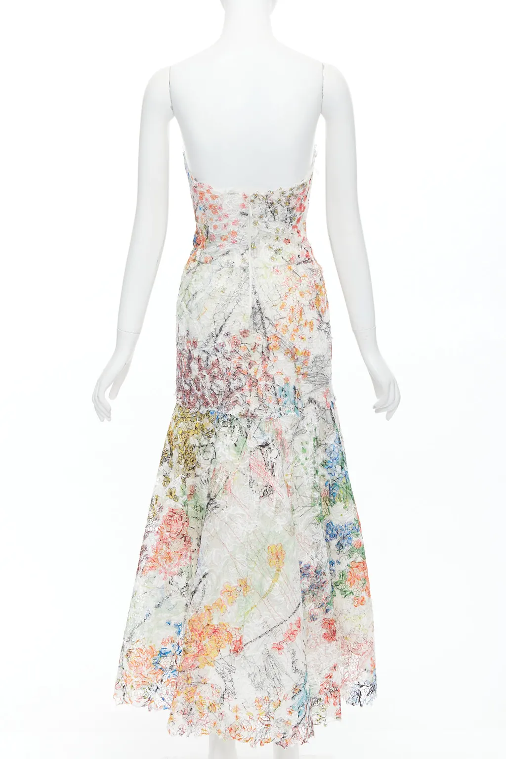 Monique Lhuillier Scribble Lace Dress MultiColor Polyester Very good - Box View