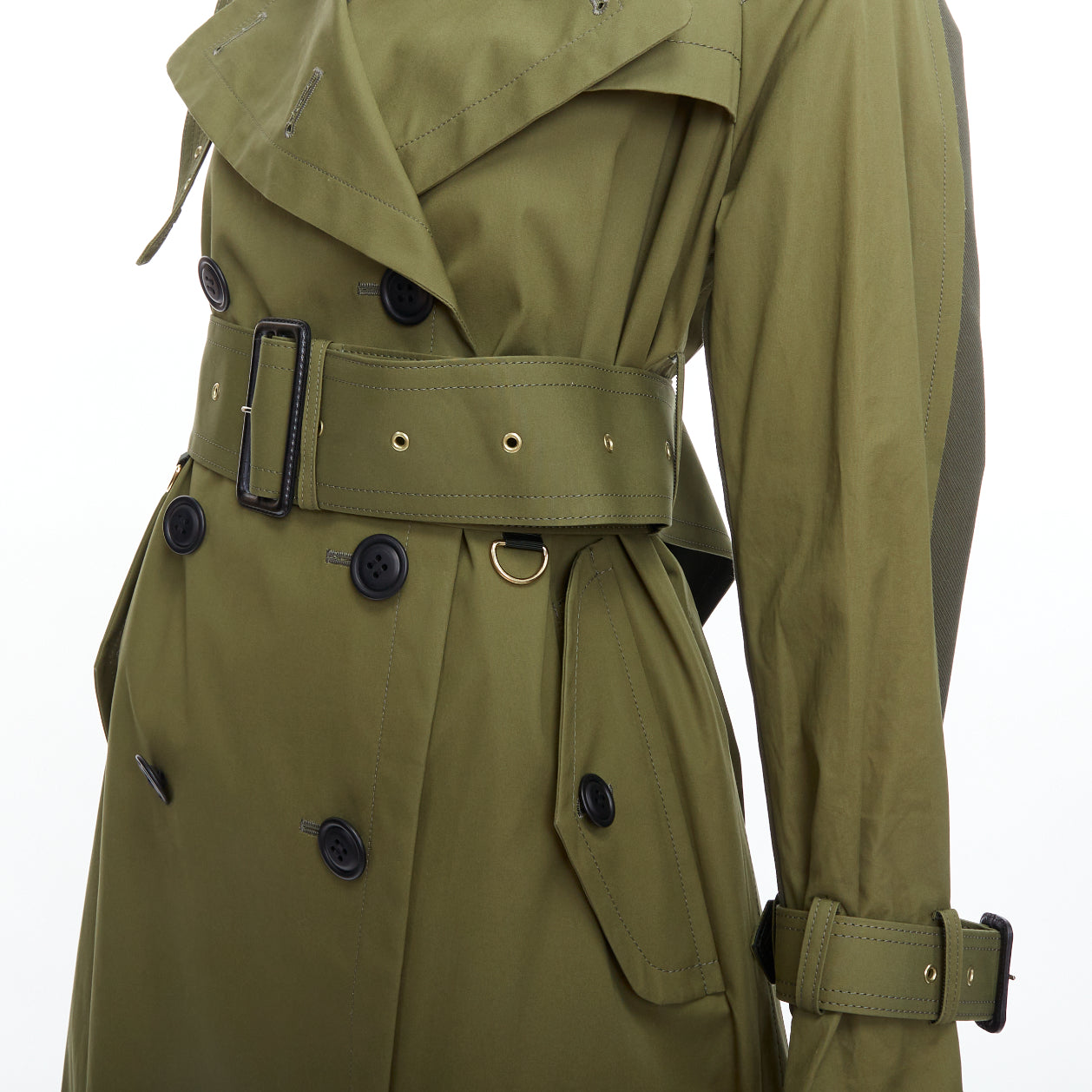 Sacai Green Layered Trench Coat - Image 10