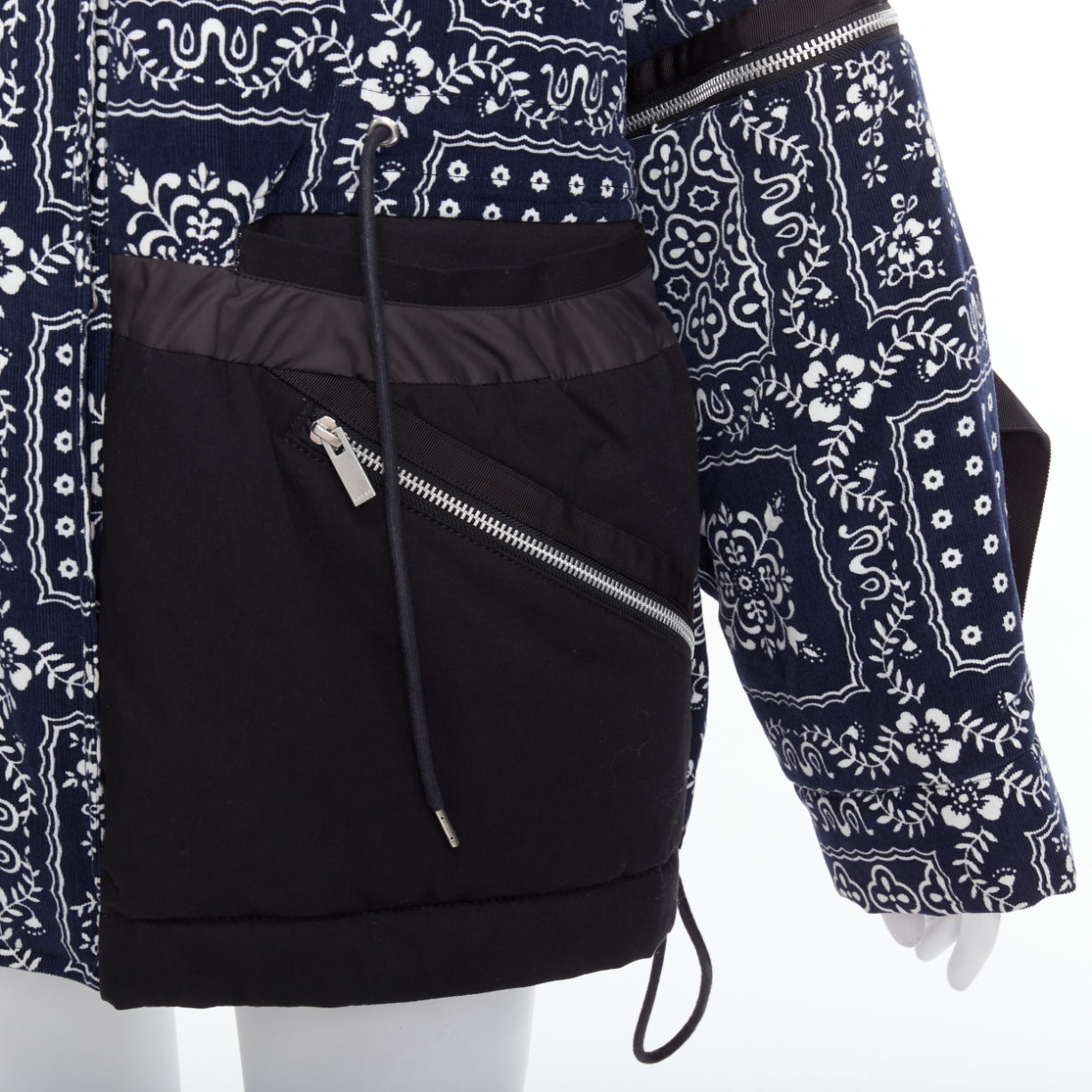 Sacai Navy Printed Padded Coat - Back view