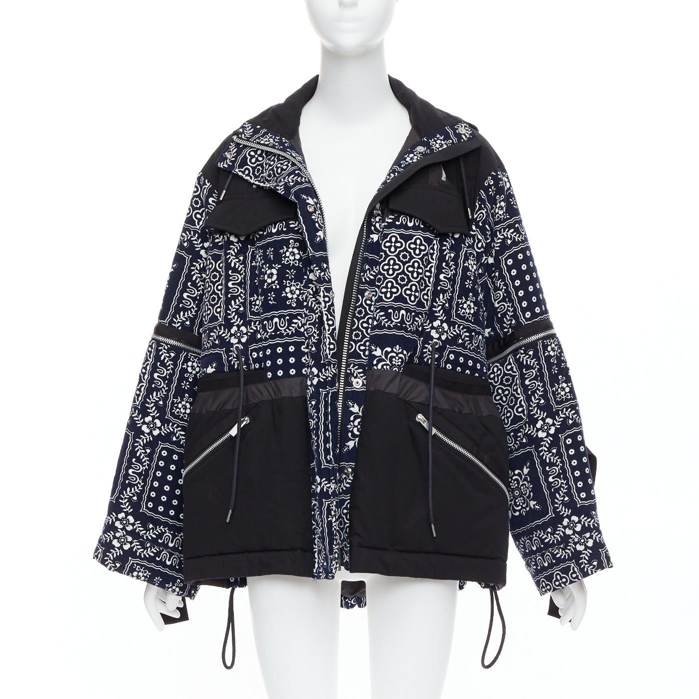 Sacai Navy Printed Padded Coat - Image 6