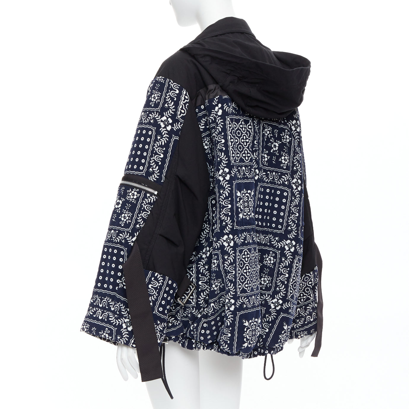 Sacai Navy Printed Padded Coat - Detail 2