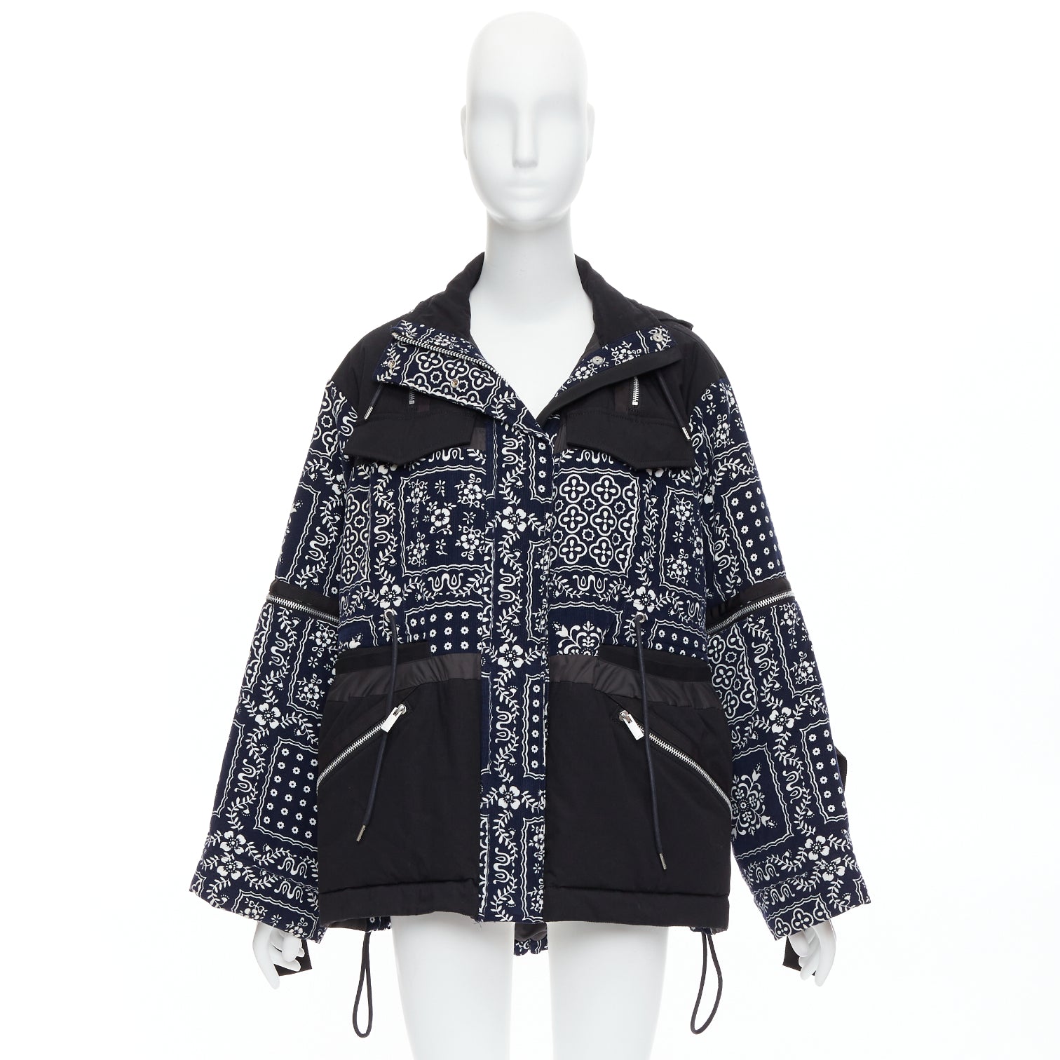 Sacai Navy Printed Padded Coat - Image 12