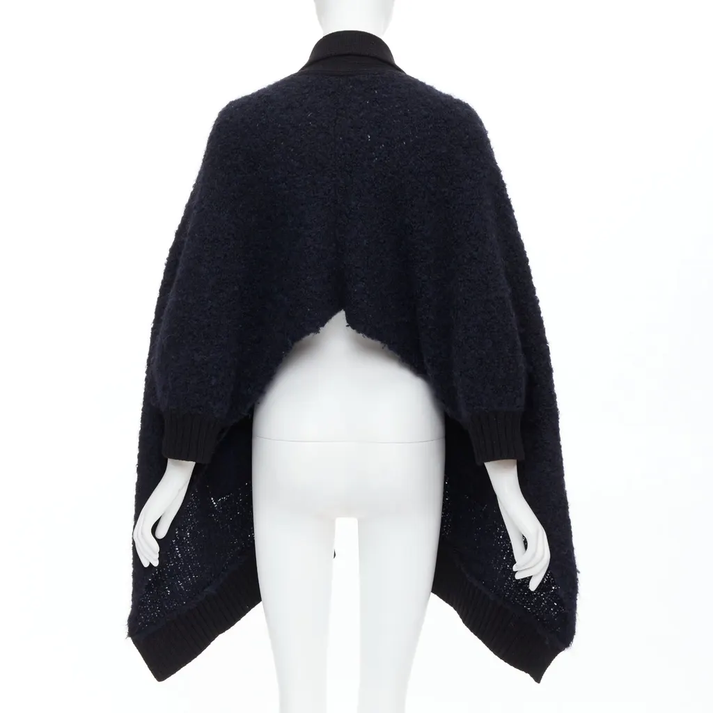 Sacai Pocketed High Low Cardigan Black Wool Good - Box View
