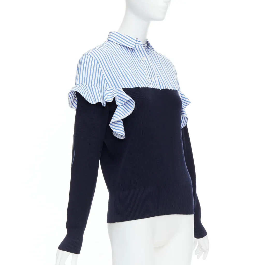 Sacai Contrast Elbow Patch Navy Cotton Never worn - Inside View
