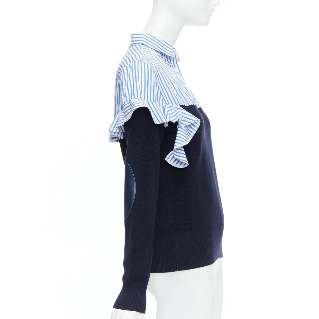 Sacai Contrast Elbow Patch Navy Cotton Never worn - Model View