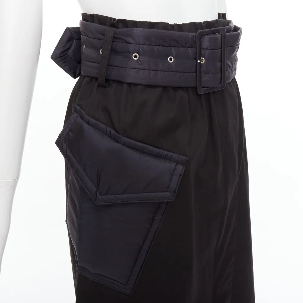 Sacai Padded Belted Skirt Black Cotton Very good - Back View
