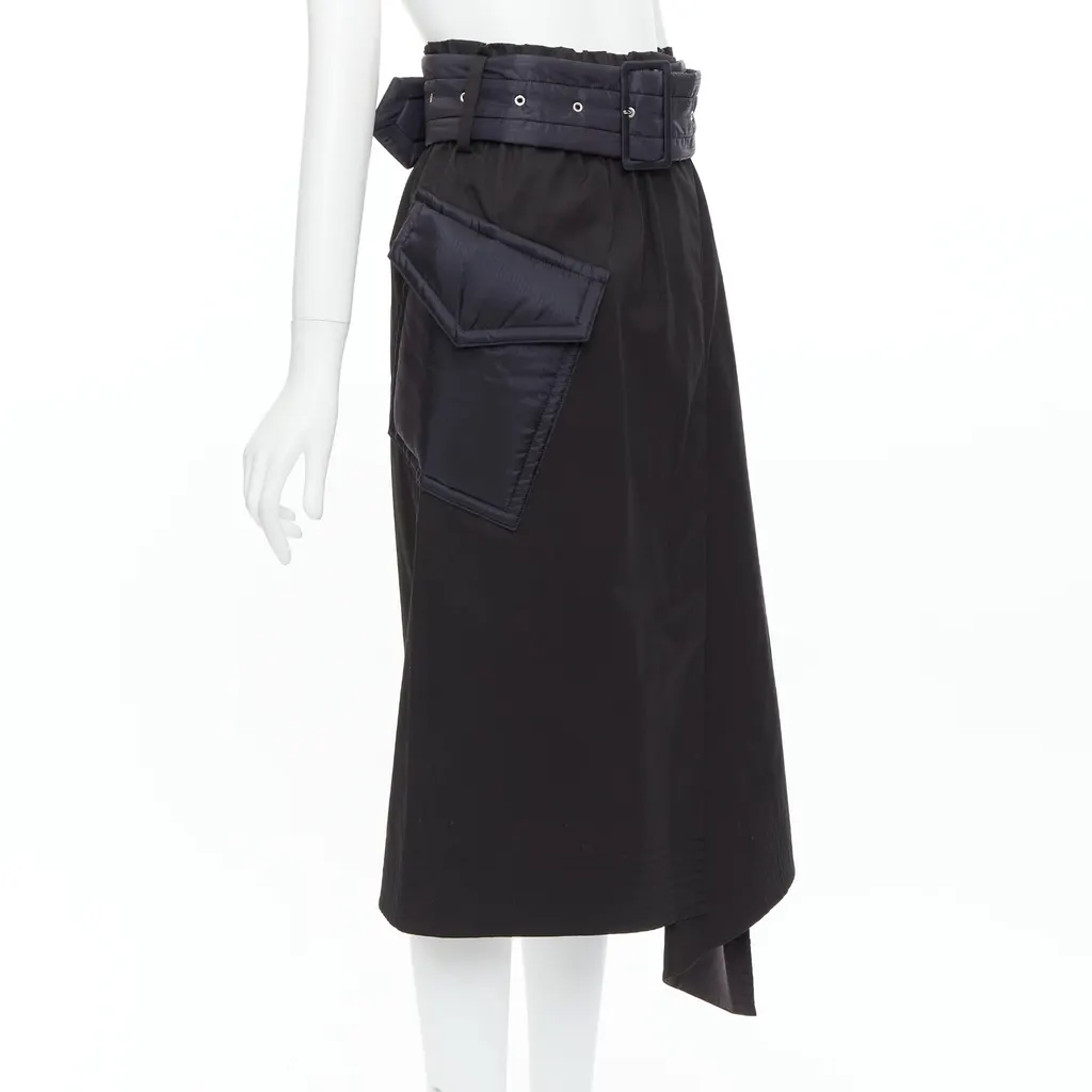 Sacai Padded Belted Skirt Black Cotton Very good - Inside View