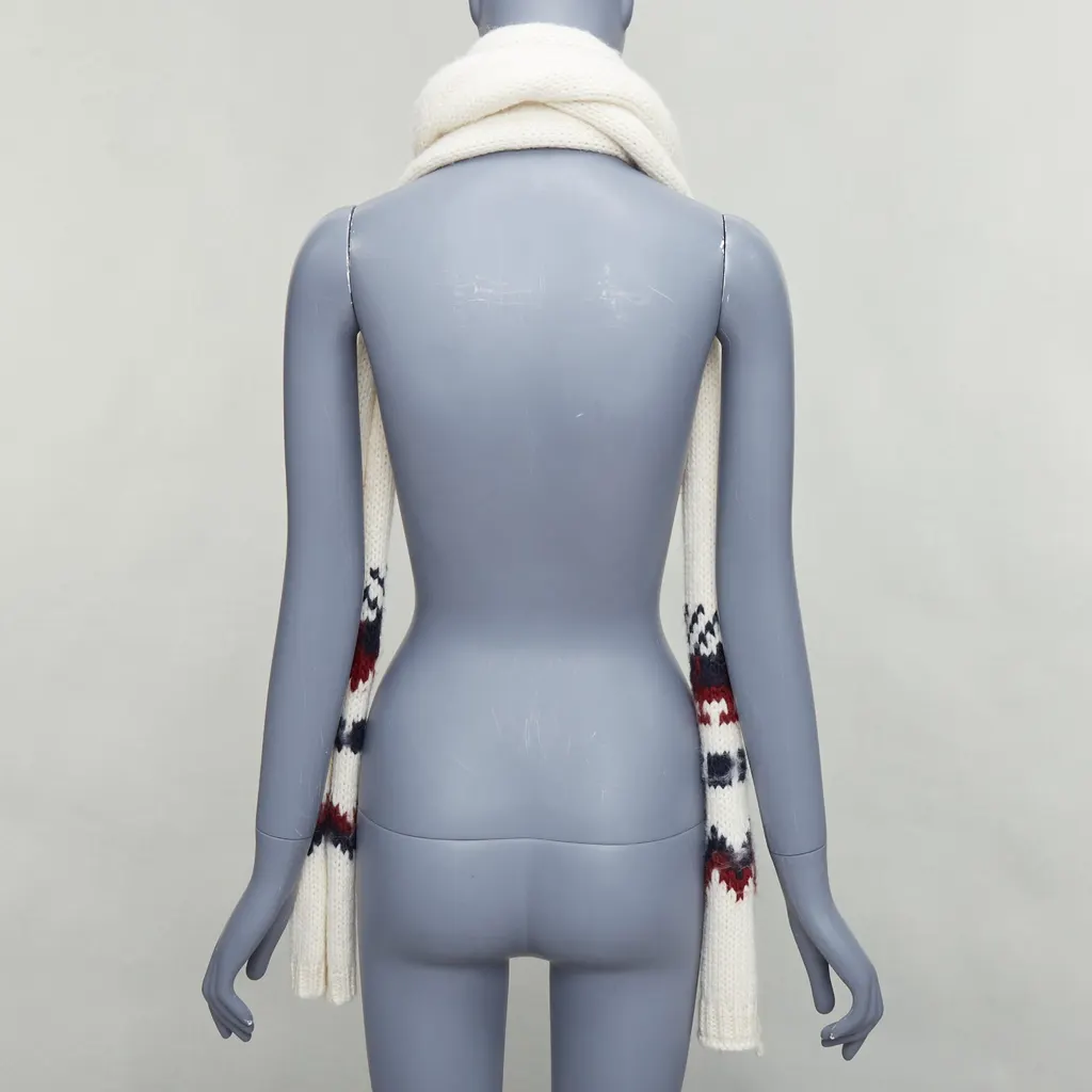 Saint Laurent Aztec Wrap Scarf Beige Wool Never worn - Box View