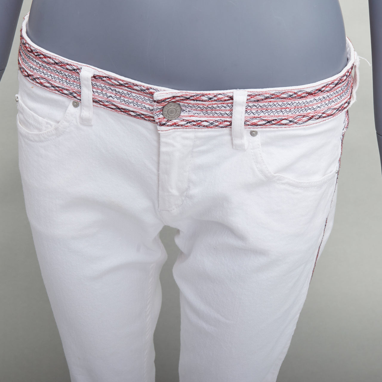 Isabel Marant White Stitch Detail Jeans - Back view