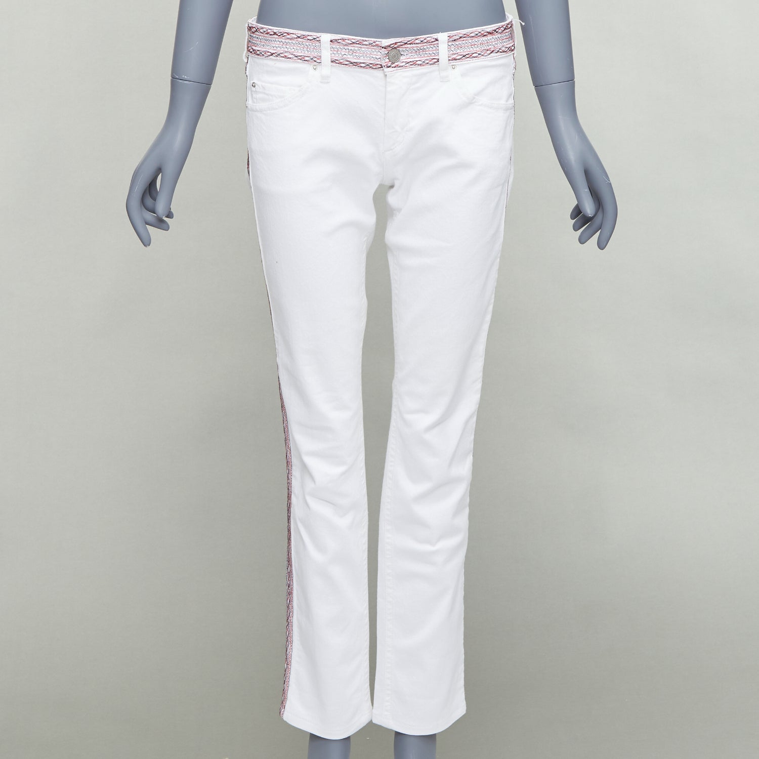 Isabel Marant White Stitch Detail Jeans - Image 6