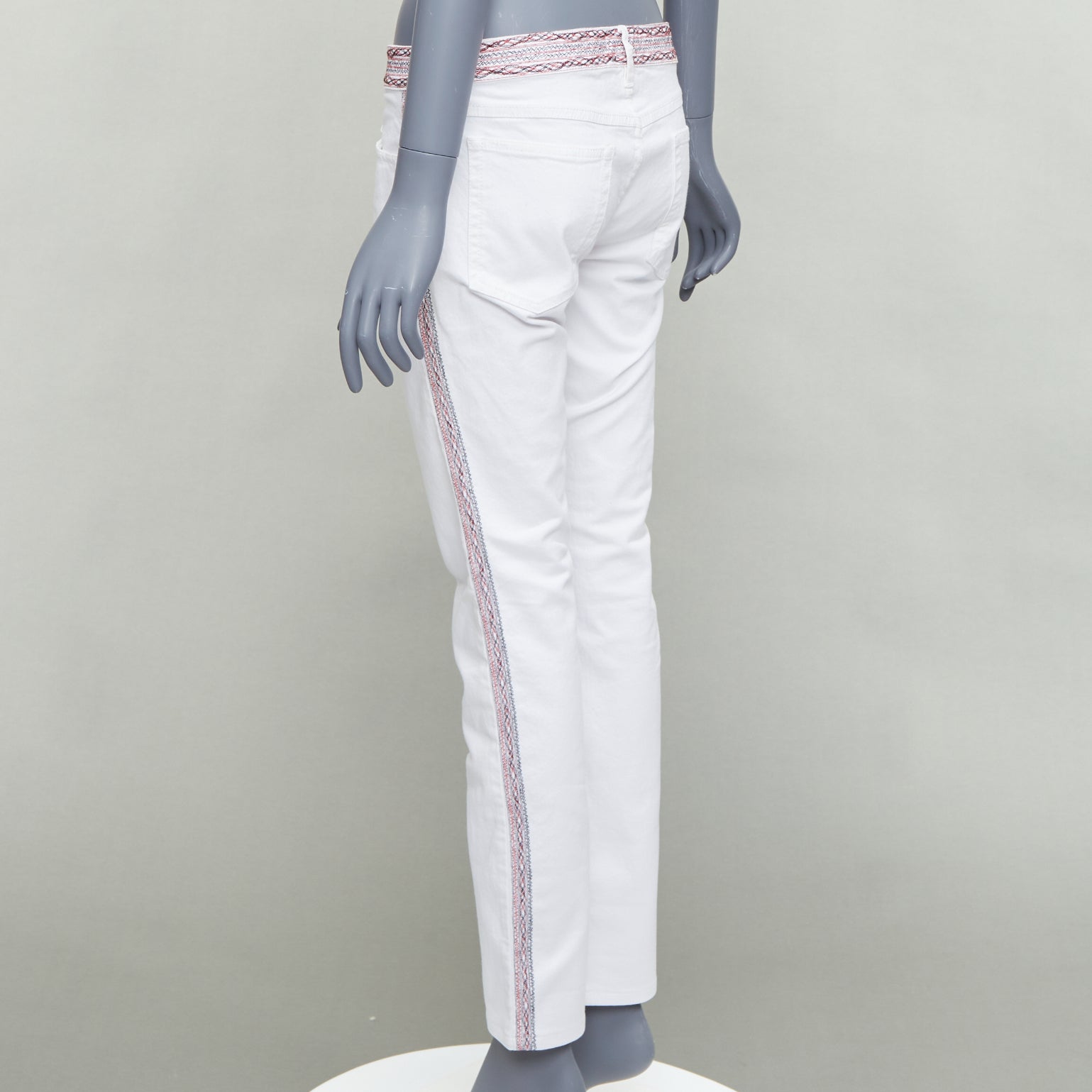 Isabel Marant White Stitch Detail Jeans - Detail 1