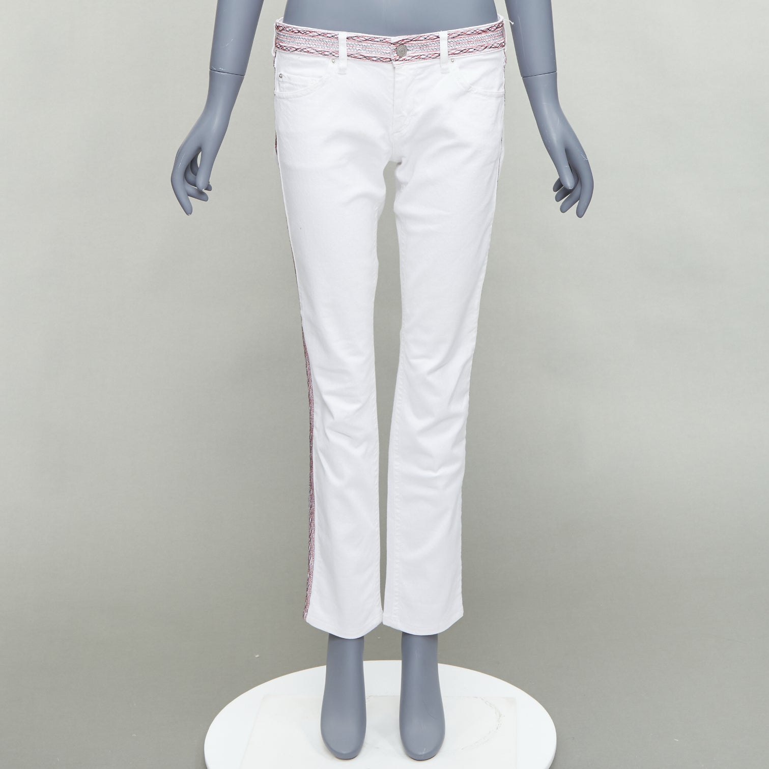 Isabel Marant White Stitch Detail Jeans - Image 11